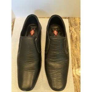 Lee Cooper Mens Black Leather Slip On Loafers Dress Shoes Size 9
